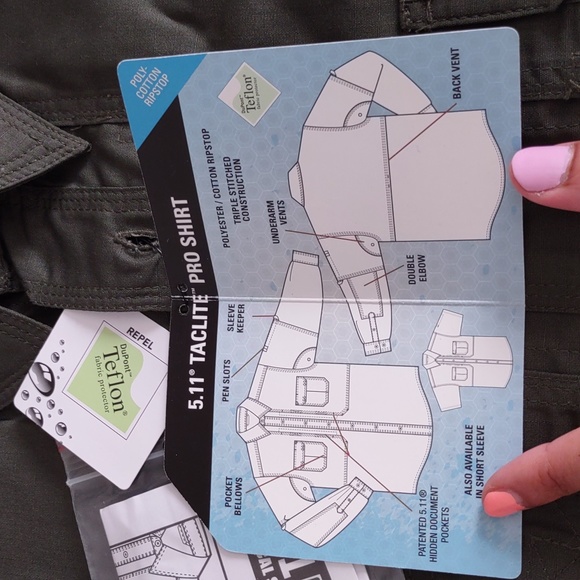 NWT 5.11 Tactical Large Tdu Green Teflon Short Sleeve Button Taclite Pro Shirt - Picture 6 of 15